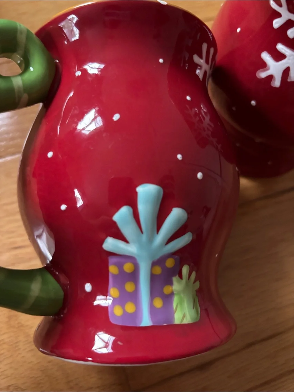Pier 1 Red and Green Snowman Mugs (Set of 2)